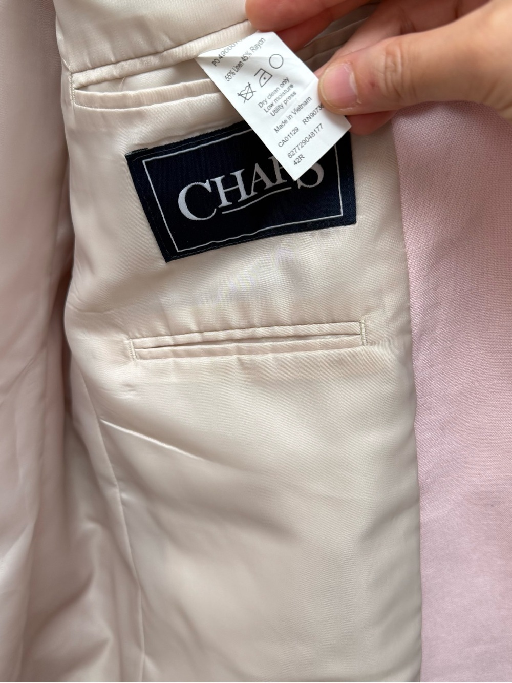 Chaps Linen Blend Pale Pink Two-Button Sport Coat - Picture 10 of 12
